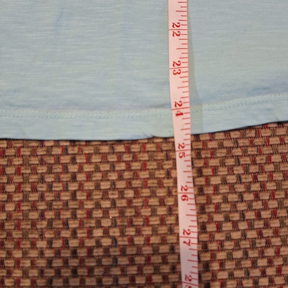 St. John's Bay Mint Green Top With  Navy Floral 3/4 Length Puff Sleeves - Picture 10 of 13